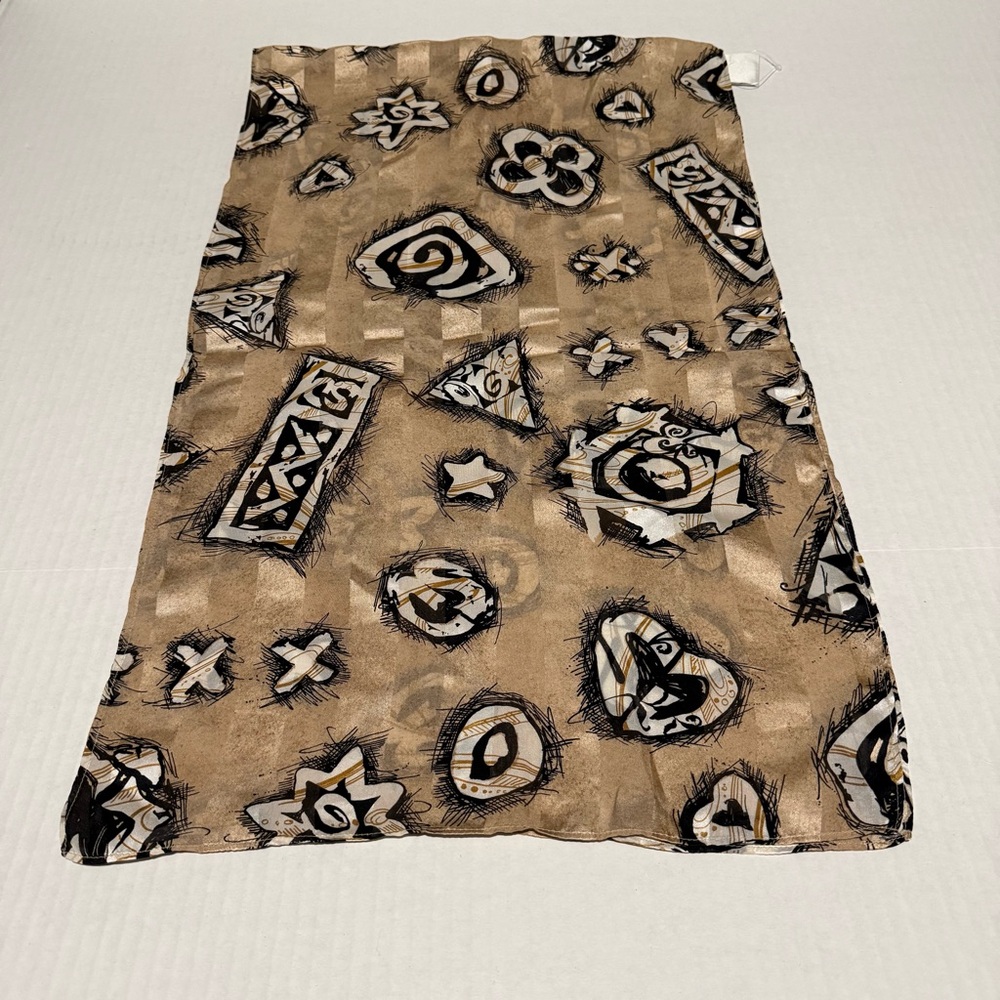ST. JOHN Silk Striped Scribble Hearts Stars Floral Celestial Scarf